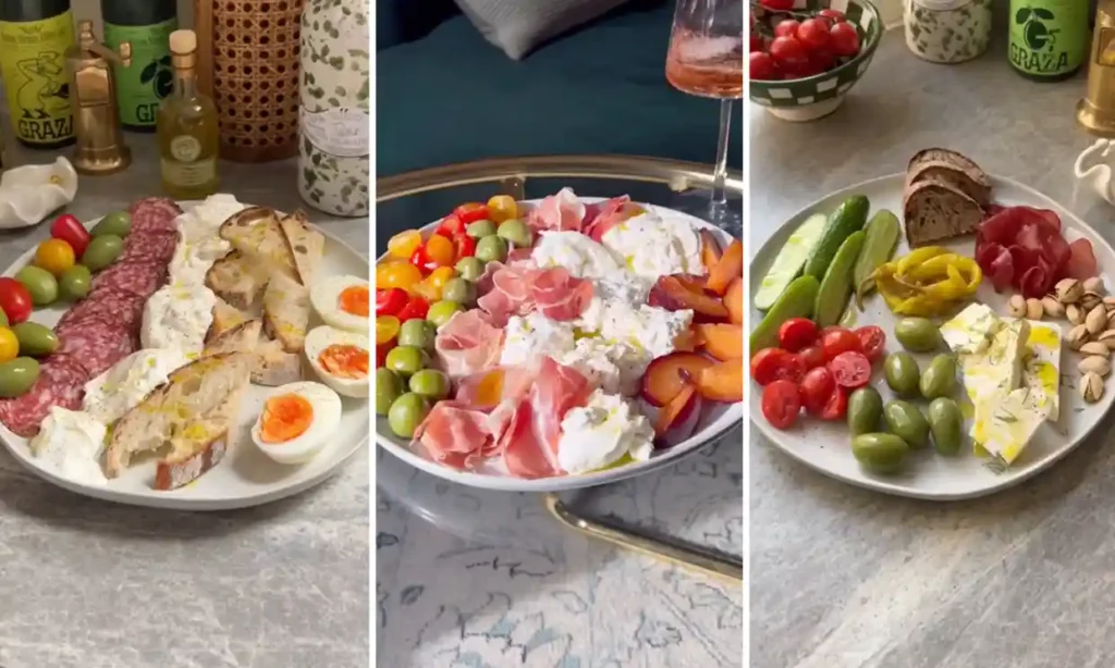 Girl Dinner Mammy Salad 
Three servings of ‘girl dinner’, as defined by TikTok. Composite: TikTok @alanalavv Via The Guardian